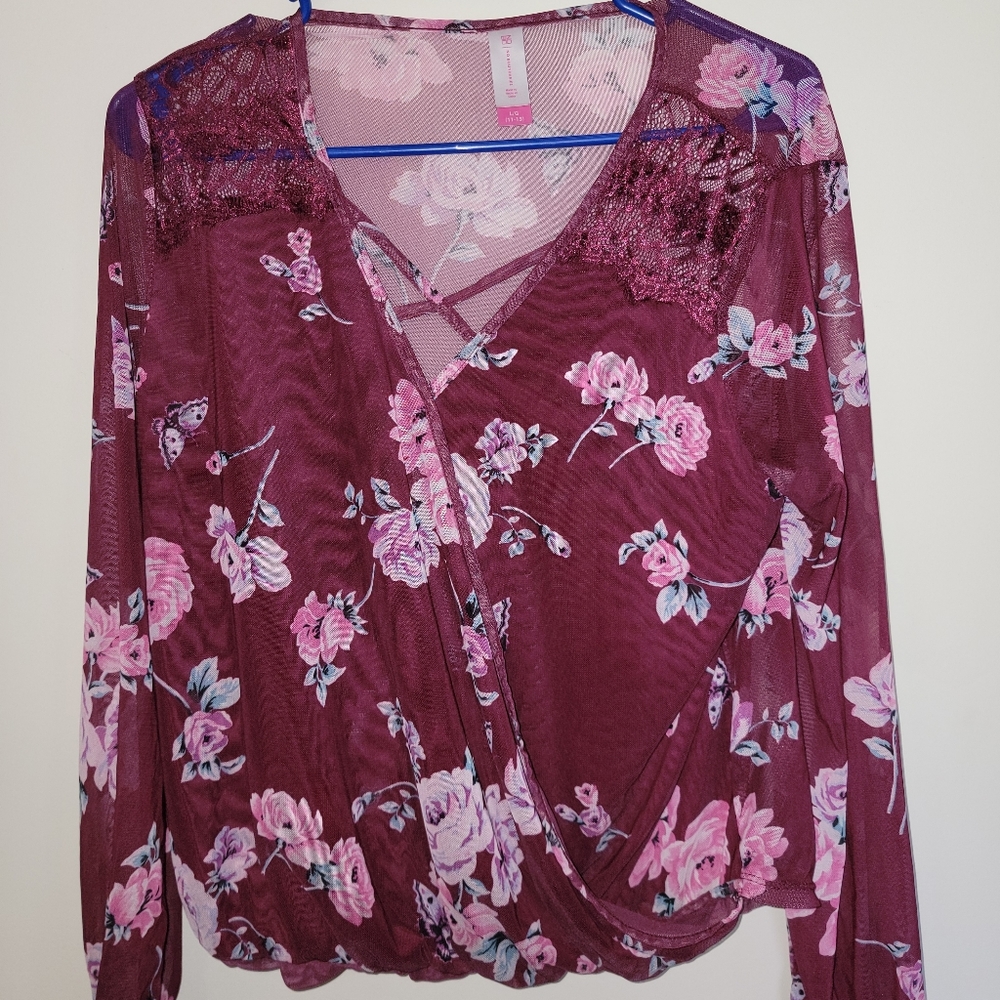 Like new sheer floral mesh top